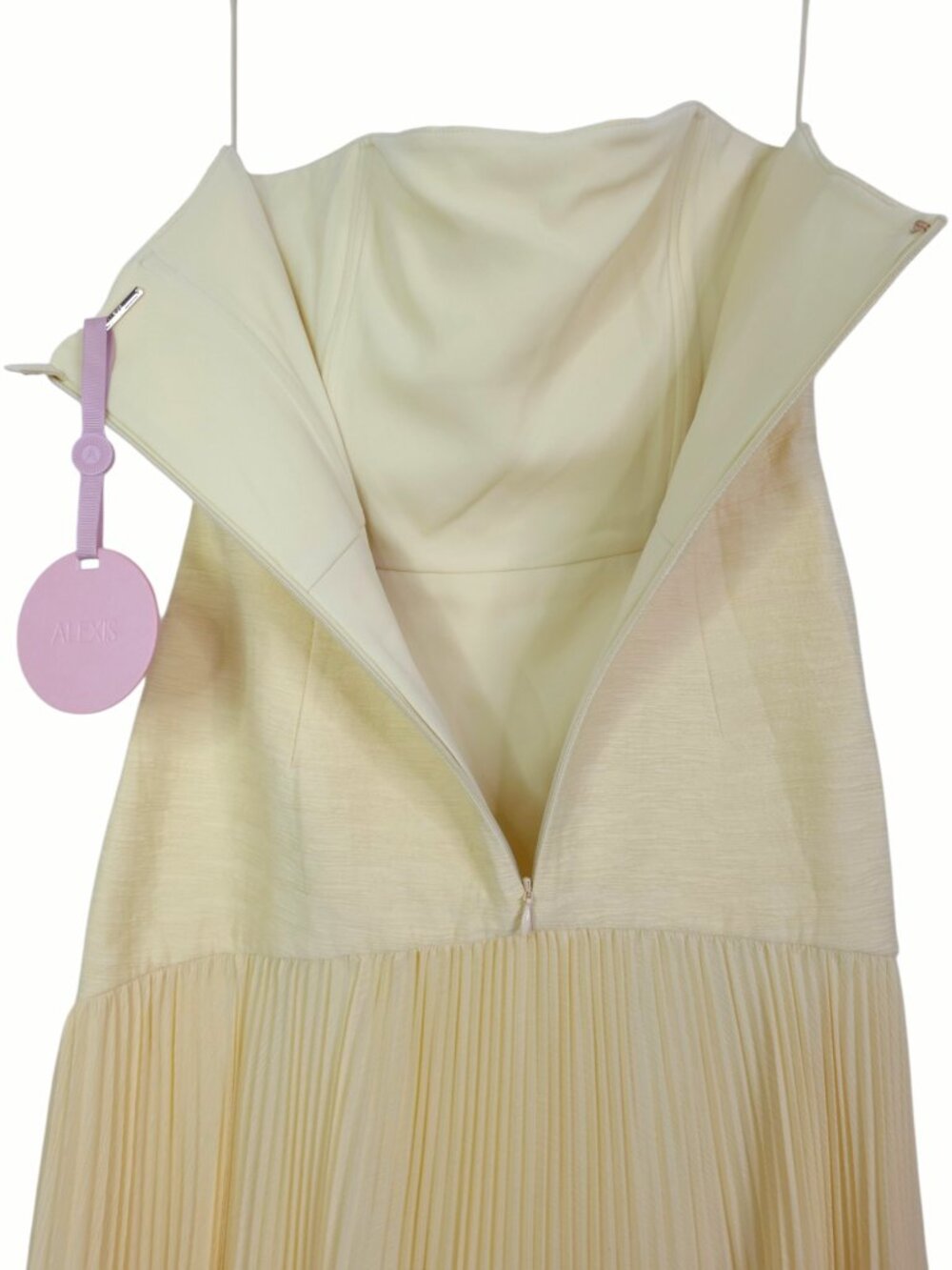 Alexis Sunniva Dress Yellow Pleated Strapless Plissé Maxi Gown NWT Size S - Picture 8 of 12